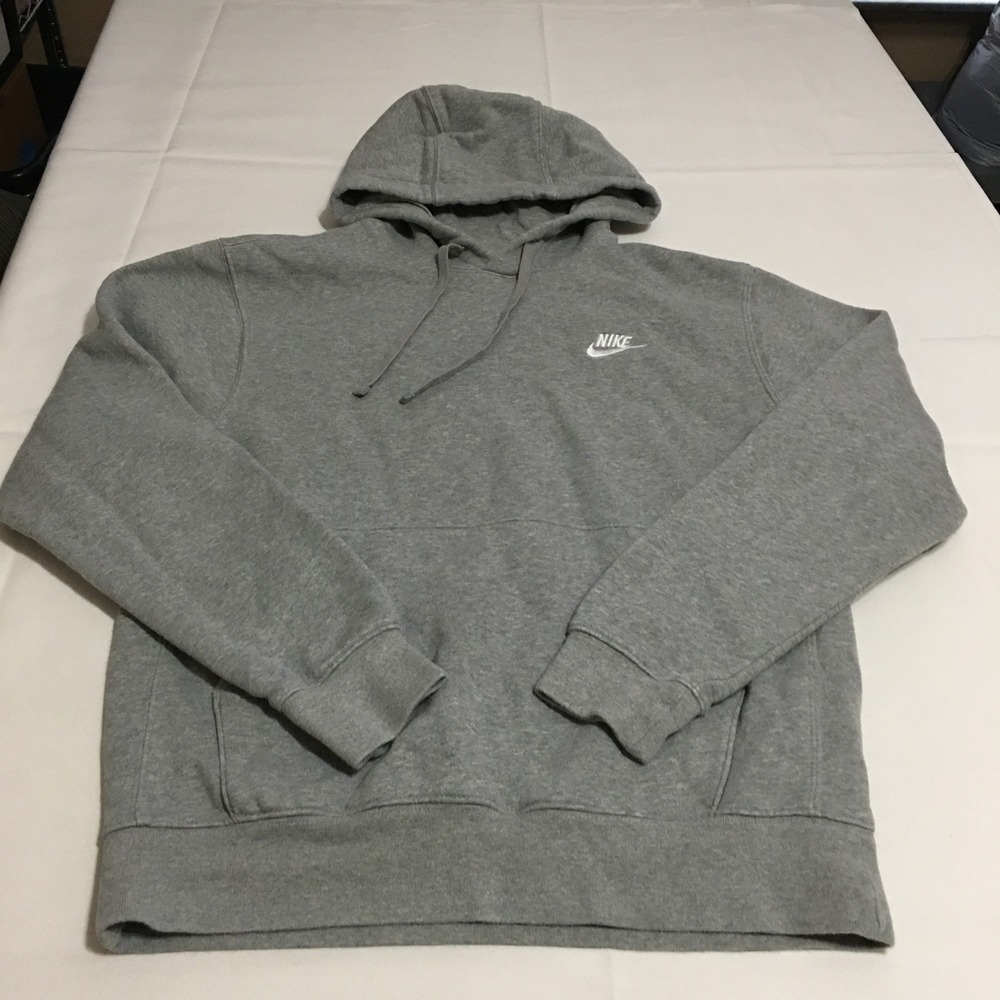 Nike Pullover Hoodie Small Gray Fleece Embroidered Swoosh Logo